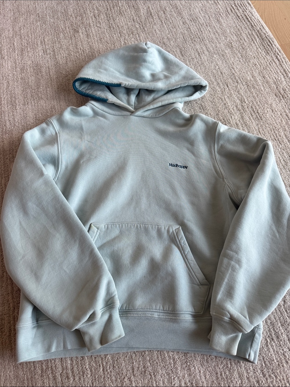 Madhappy Light Blue Hooded Pullover with Navy Trim